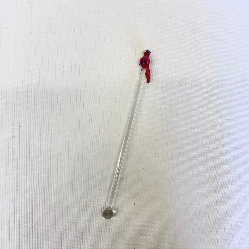 MCM VINTAGE Murano Glass Parrot Cocktail Stirrer Swizzle Stick Bird Whimsical - Picture 4 of 5